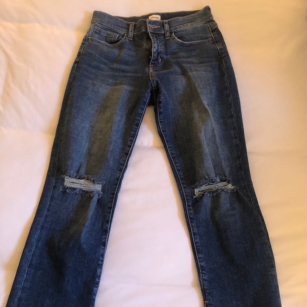 Ripped straight leg jeans